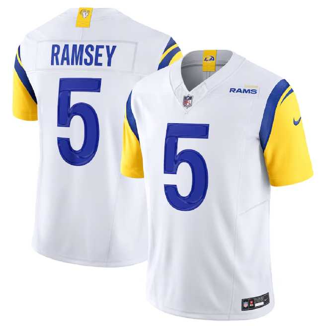 Men & Women & Youth Los Angeles Rams #5 Jalen Ramsey White 2023 F.U.S.E. Vapor Untouchable Limited Stitched Jersey->jacksonville jaguars->NFL Jersey